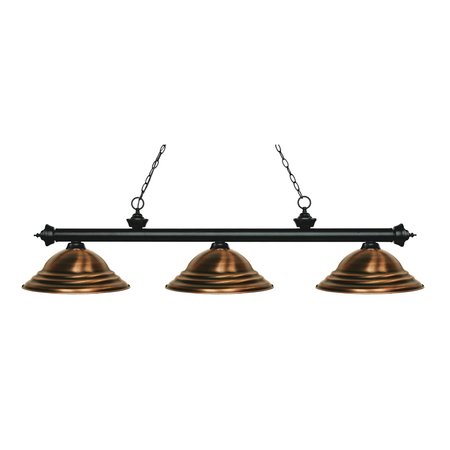 Z-LITE Riviera 3 Light Billiard Light, Matte Black & Antique Copper 200-3MB-SAC